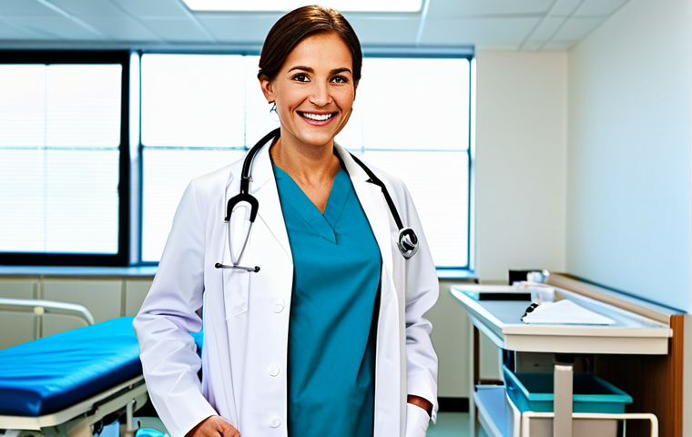 **
"A professional doctor in a fully clothed, modest lab coat, smiling gently in a bright and clean hospital environment, appropriate content, safe for work, perfect anatomy, natural proportions, professional medical photography, high quality lighting, family-friendly, well-formed hands."
**