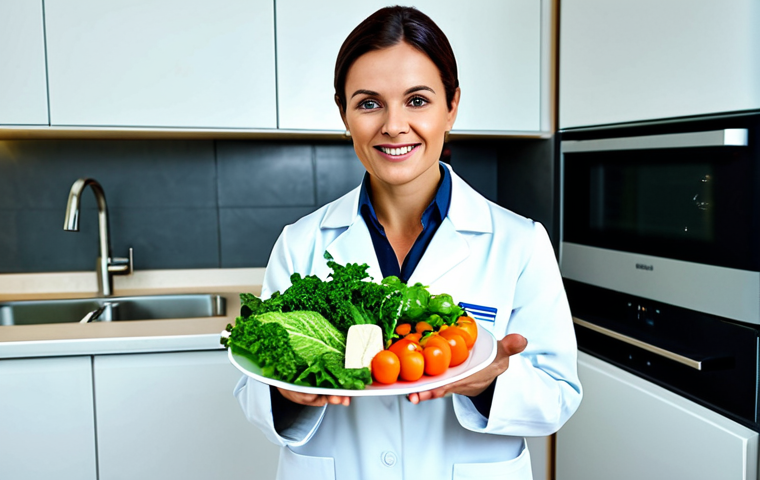 **
"A professional nutritionist in a modest lab coat, holding a plate of calcium-rich foods (dairy, leafy greens) in a bright, modern kitchen. Focus on the vibrant colors of the food. Fully clothed, appropriate content, safe for work, perfect anatomy, natural proportions, professional, family-friendly. High resolution, detailed textures, realistic lighting."
**