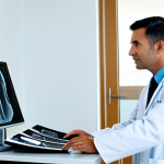 Doctor Explaining Procedure**

"A caring doctor, *médico atencioso*, fully clothed in a professional lab coat, explaining an X-ray procedure to a concerned parent near modern medical equipment in a brightly lit, clean hospital room. The child is present and appears calm. Emphasis on clear communication and reassurance. Safe for work, appropriate content, family-friendly, professional. Perfect anatomy, correct proportions, natural pose."

**