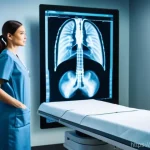 방사선 노출 줄이는 검진 방법 - **Image Prompt 1: Advanced Radiography and AI Optimization**
"A brightly lit, modern medical ima...