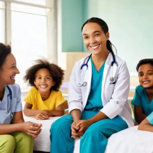 소아 방사선 치료 병원 추천 - **Prompt 1: The Caring Multidisciplinary Team**
    "A heartwarming scene inside a bright, modern pe...