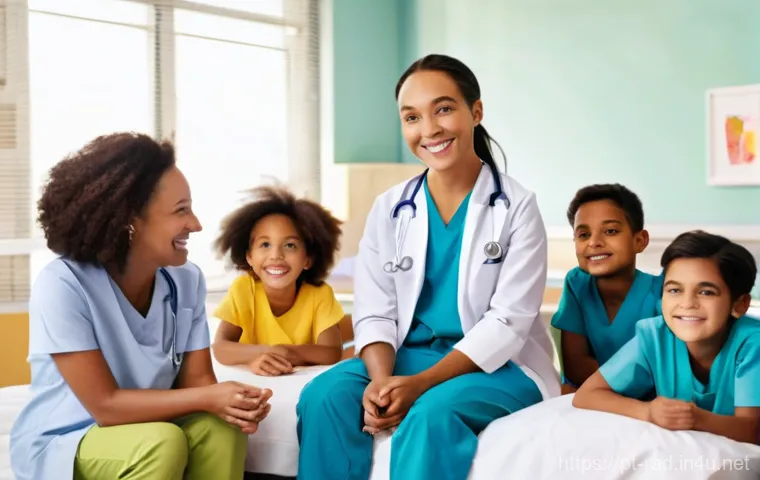 소아 방사선 치료 병원 추천 - **Prompt 1: The Caring Multidisciplinary Team**
"A heartwarming scene inside a bright, modern pe...