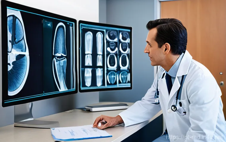 방사선과 진료 후기 - **Prompt:** A modern, brightly lit radiology suite. In the foreground, a female patient in her late ... 방사선과 진료 후기 - **Prompt:** A modern, brightly lit radiology suite. In the foreground, a female patient in her late ...