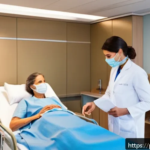 Home 33 방사선 치료 전 준비사항 - A warm and inviting hospital radiotherapy room with modern equipment such as an IMRT machine and IGR...