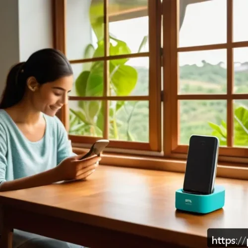 Home 32 방사선 노출 위험 관리 - A cozy Brazilian home interior showing a family practicing healthy habits to reduce electronic radia...